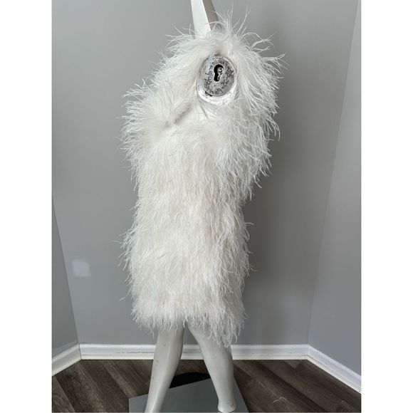 The Bar Andre Feather One-Shoulder Minidress US 12 $498 - Picture 6 of 10